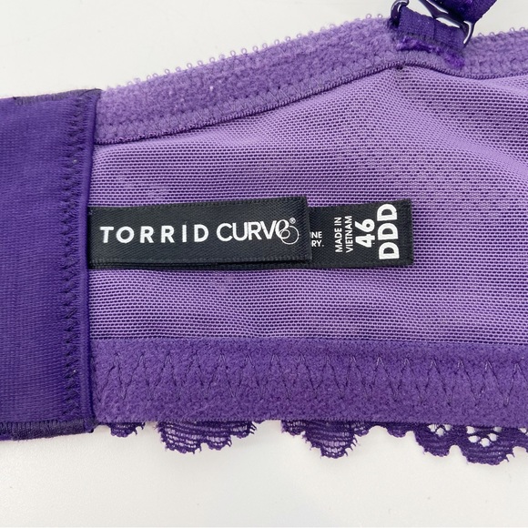 Torrid XO Plunge Push Up Purple Lace and Mesh Overlay Bra Size 46DDD *READ* - Picture 9 of 14